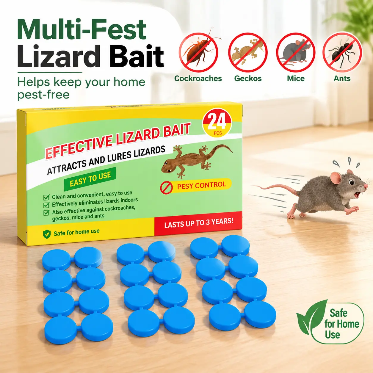 24-Pack Universal Pest Control Bait – Long-Lasting Home Protection Against Rats, Mice, Cockroaches, Ants, Flies and Other Common Pests