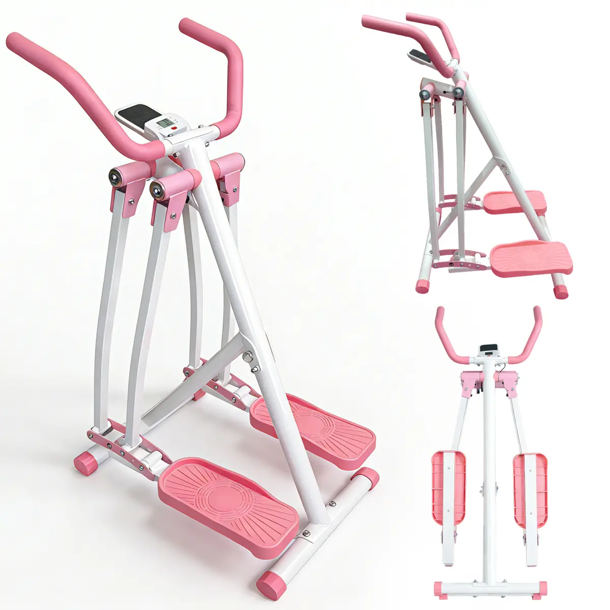 Air Walk Elliptical Trainer - Compact Foldable Glider with LCD Monitor, Simulated Walking/Skiing Motion, Hassle-Free Assembly, Joint-Friendly Low-Impact Cardio Work Out, Total-Body Burn for Home Gym Users of All Heights, Glider Motion, Compact & Foldable,