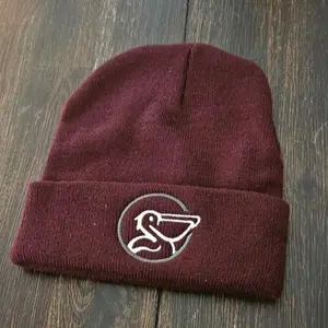 Maroon/Silver Pelican Logo Beanie