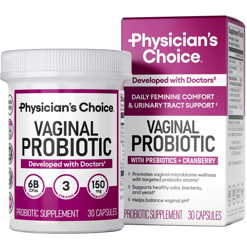 Physician's Choice Vaginal Probiotic - Odor Control, pH Balance & Daily Feminine Health Support with Cranberry and Prebiotics for Women