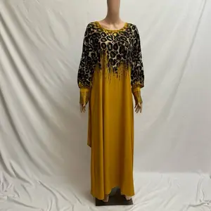 Leopard Print Dress with Pockets & Rhinestone Belt Two Colors Long Sleeve Maxi Dress with Unique Design