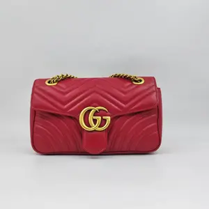 Pre-owned GUCCI h3 GG Marmont Series Red Chain Shoulder Bag 61769
