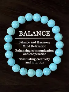 Turquoise Crystal Beaded Bracelet, Balance Energy Bracelet for Women & Men, Healing Crystal Bracelet, Trendy All-match & Exquisite Jewelry for Birthday Gift