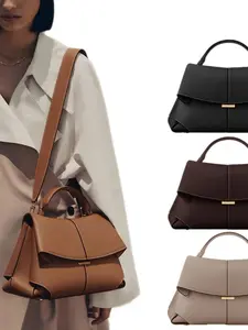 Women's Leather Handbag, Casual Plain Design, All-Season Versatile Bag, Durable & Stylish Accessory for Daily Use, Fashionable Daily Crossbody, Handbag Shoulder Purse