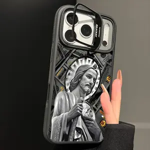 San Judas Tadeo Pattern Phone Case, Trendy Magnetic Shockproof Camera Ring Stand Heavy Duty Clear Phone Case Compatible With iPhone 17 16 15 14 Plus 13 Pro 12 11 ProMax 17Air 17 ProMax & Samsung S26 S25 Ultra, Camera Lens Protector Phone Accessory