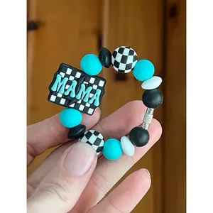 Checkered Mama Tumbler Cup Charm