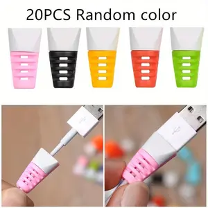 20-Pack Durable USB Cable Protector Sleeves, Flexible Protection for Smartphone Charging & Data Transfer, Plastic Cover for Cables