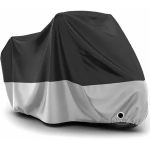 Motorcycle Cover Waterproof Outdoor - All Season Sun Protection with Lock-Holes Rain Snow Windproof Dustproof Universal Fit Motorbikes Vehicle Moped Cover