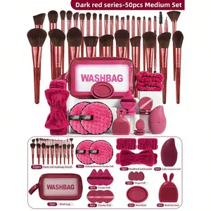 50 Piece Makeup Brush Set, Soft Bristle Powder Brush Blush Eyeshadow Sponge, All-In-One Beauty Tool Kit, Essential Cosmetic Brushes, Face Makeup Brushes