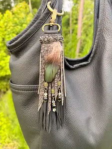 Handmade long cowhide leather clip tassel