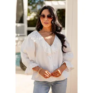 FINAL SALE - Soft Bloom White Lace Blouse