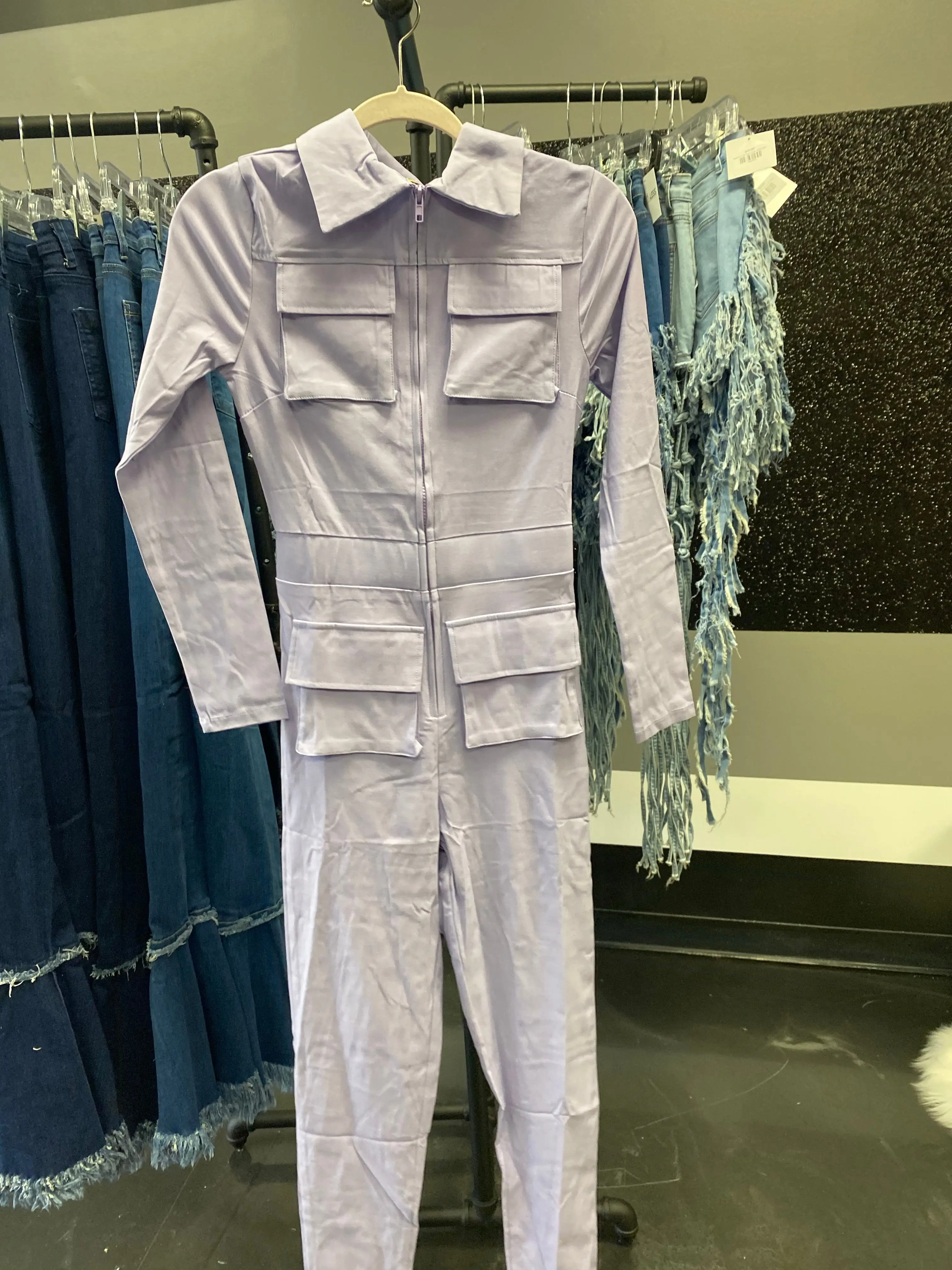 Lavender cargo jumpsuit