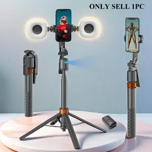 Smart Face Tracking Tripod with 2 Fill Lights and Tripod Remote, 360 Degree Rotating Selfie Stick Tripod, Automatic Face Tracking Mobile Phone Holder, Suitable for Vlogging and Live Streaming, Selfie Accessories