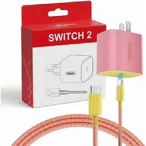 2 Charger - 60W AC Adapter for  /OLED/Lite & Steam Deck,20V/3A   with 6.6FT Braided USB-C Cord, Support 4K TV Mode ( & Yellow)