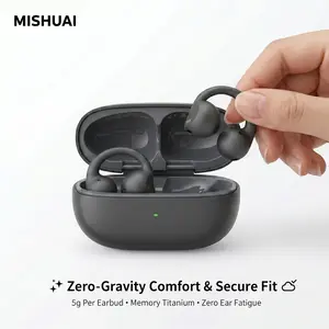MISHUAI Open Ear Headphones Bluetooth 6.0, 5g Ultra-Light, 40H Battery, IPX6 Waterproof, 720° Surround Sound for Workout & Gaming, Clip-On Design, Zero Ear Fatigue ENC Headset Assistant Voice Smart with