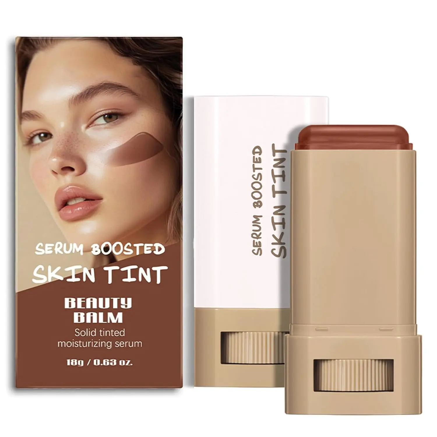 Beauty Balm Serum Boosted Skin Tint Stick – Face Tint Balm Foundation with Serum Benefits, Buildable Hydrating Coverage, Moisturizing Concealer Stick for Glowing Skin & Flawless Finish (2 # , 1)