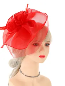 Vintage Floral Feather Headscarf Hat, Lightweight Breathable Design, Perfect for Horse Races/parties, Elegant Style