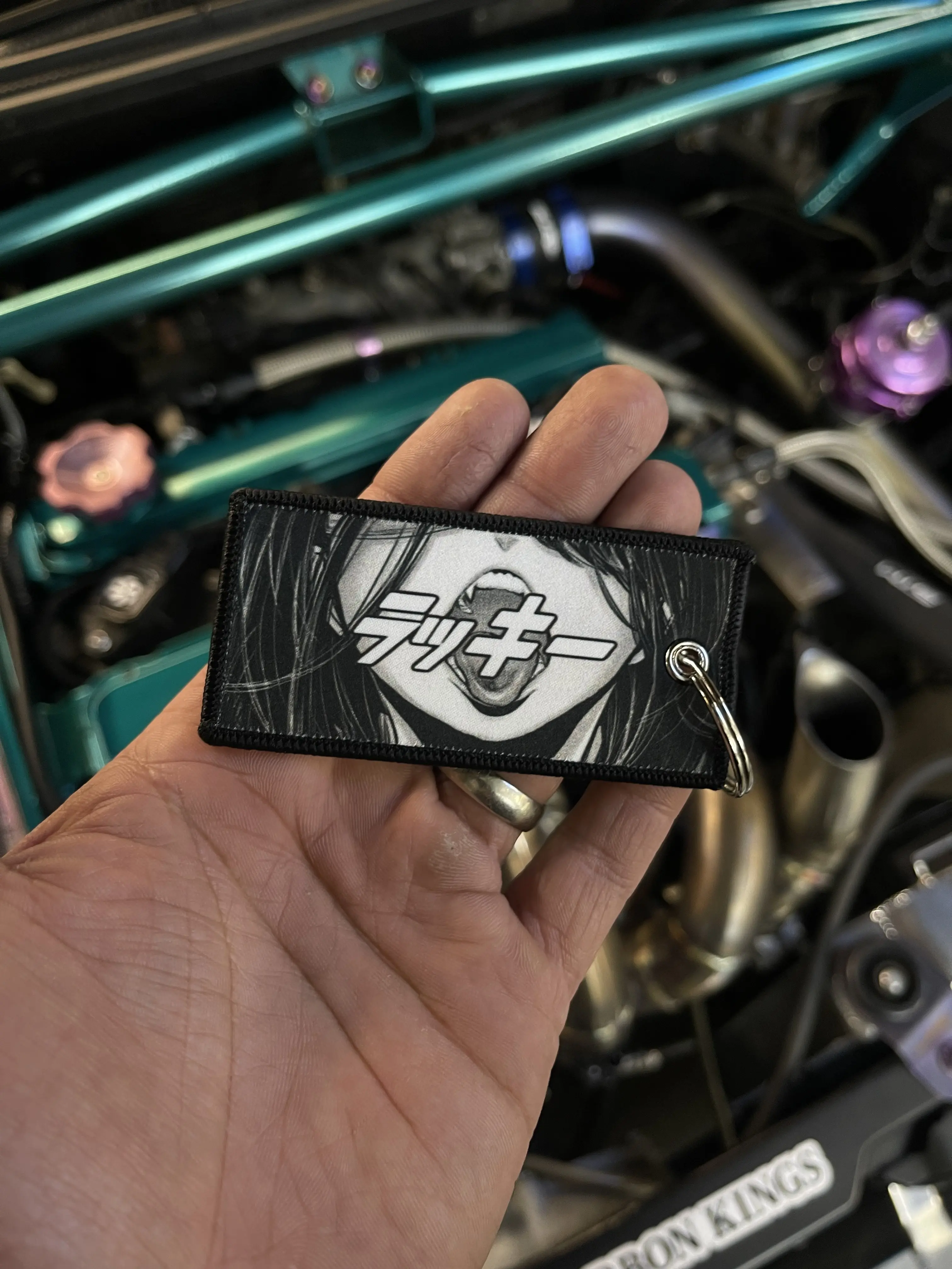 Anime Hentai Lucky Comic Black & White Girl Keychain