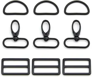 15 count Metal Swivel Snaps Hooks with D Rings and Tri-Glides Slide Buckles for Key Lanyard Purse Bag Straps  Collars DIY Sewing Hardware Craft (1-1/2 inch, Electrophoresis)