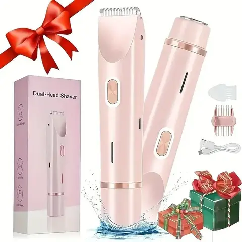 Electric Bikini Trimmer for Women, Bikini Shaver, Cordless Rechargeable 2 in 1 Body & Facial Hair Removal, Body Hair Trimming, Waterproof Wet & Dry Use Trimmer for Women, USB Rechargeable Trimmer
