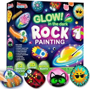 12 Rock Painting Kit Glow In The Dark & Metallic Rock Painting Kit Art Supplies Craft Paint Kits,Christmas New Year Gifts Springtok Valentine's Day Gifts for Kids
