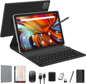 Android Tablet 2025 Newest Tablet 10 inch, Android 13 Tablet with Keyboard,128GB ROM 16GB RAM TF1TB Expand,Octa-Core Tablet with 5GWiFi,1080FHD,13MP+8MPCamera,Bluetooth5.0,GPS,Mouse,Case,Black