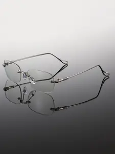 Unisex Frameless Fashion Glasses, Perfect for Vacation, Travel, Outdoor Activities, Metal Material, All Seasons Use, High Definition Glasses, Decorative Glasses