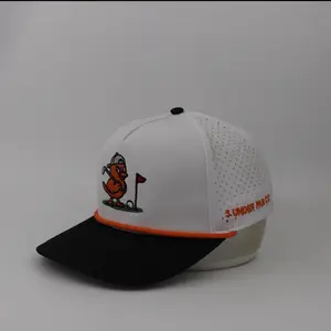 3 Under Par Co "Golden Birdie" Edition Golf Hat - White/Black with Perforated Design and Yellow Trim