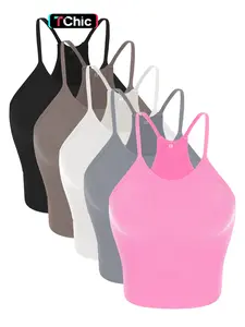 Women's Solid Racerback Sports Tank Top, Breathable Comfortable Sports Vest, Ladies Sportswear for Indoor Outdoor Wear, Breathable Athletic Top