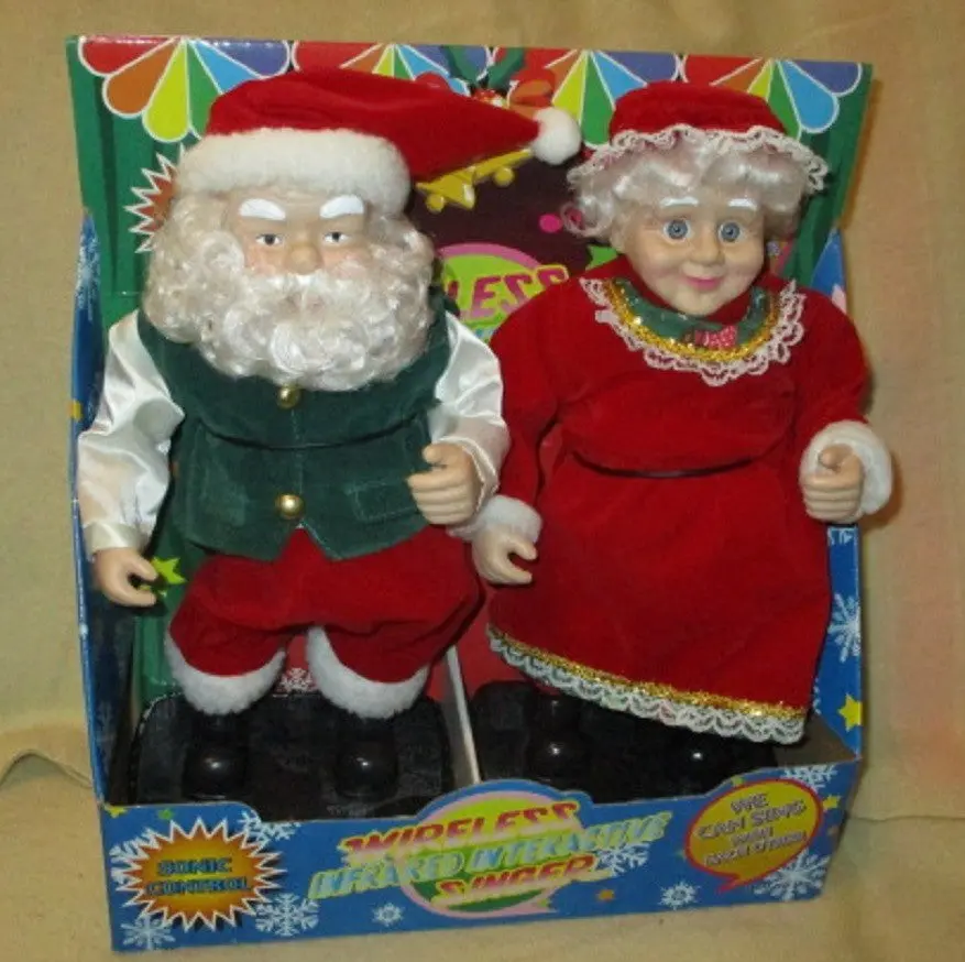 NEW MR. & MRS. SANTA CLAUS BATTERY-POWERED SINGING AND DANCING FIGURES