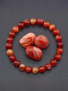 6mm Red Agate Beaded Bracelet, Fashionable Jewelry for Women & Men, Trendy All-match & Exquisite Jewelry for Birthday Gift