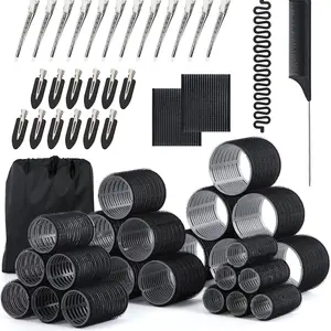 Hair Curler Set with Clips, 53 Pieces, 4 Sizes, Includes 24 Clips, Suitable for Long, Medium, Short Hair, Thick and Thin, DIY Styling, Hair Rollers