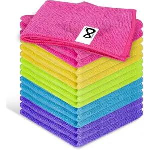 Microfiber Cleaning Cloths, 15 Pack Cleaning Rags, Wet and Dry Use Cleaning Towels, Highly Absorbent and Soft Feel, Lint Free, Streak Free, 11.5"X11.5"(Red/Yellow/Green/Blue/Purple)