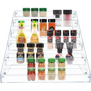 Tiered  Rack, Seasoning Organizer, Clear  Vertical Shelves Can Organizer for Countertop, Cabinet, Pantry, Kitchen Organization and Storage - 6 Tier