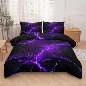 Lightning Pattern Bedding Set, 1 Count Comforter & 1/2 Counts Pillowcase without Filler, Soft Comfortable Bedding Set for Home Bedroom