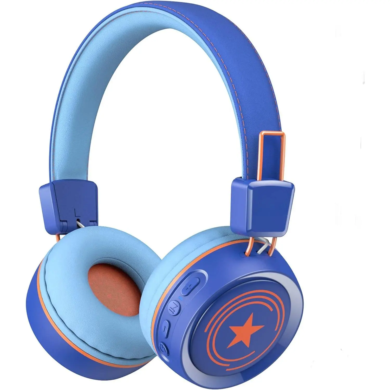 P-PCS011     Kids Bluetooth Headphone with Microphone Bluetooth 5.0 Wireless Kids Headphones with 32H Playtime/94dB Volume Limited On Ear Headphones for School/Girls/Boys/iPad/Fire Tablet(Blue)