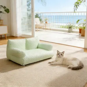 Cool Feeling - Pet Ice Bean Sofa | 23℃ Constant Temperature Sleep, Farewell to Stuffy Heat, Ice Bean Cooling Concept, Waterproof and Breathable Ice Silk Pet Nest, Upgraded Version - Removable Design, with Pillow, Universal Cooling Pet Bed for Cats and Dog