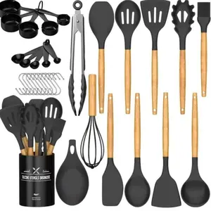 Premium 33-Piece Chef Silicone Kitchen Utensils Set, Heat Resistant Spatula, Cooking Spoon & Whisk, Dishwasher Safe Kitchen Gadgets, Non-Stick Cookware Tools Set for Daily Use summerwins