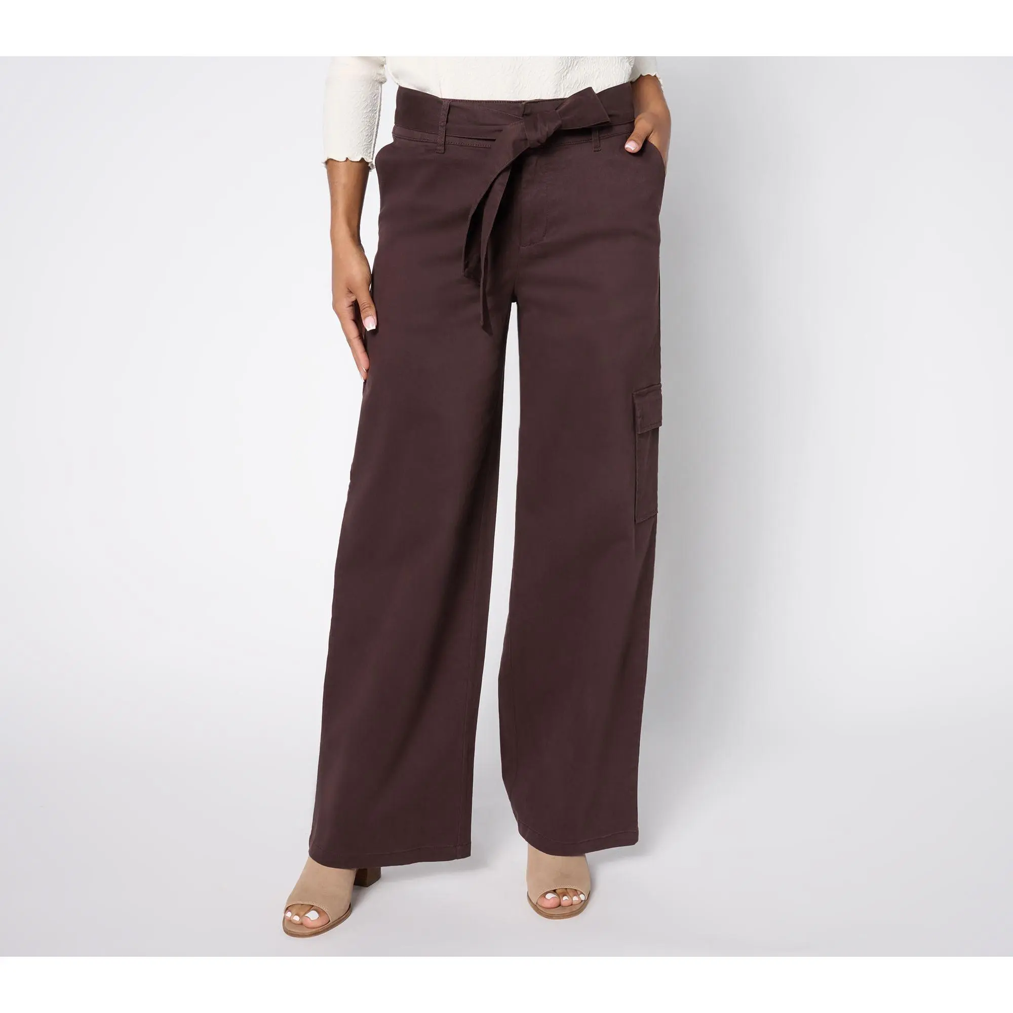 Me by Jennie Garth Regular Rowen Wide Leg Pants with Self Belt