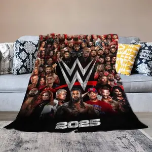 W-wwe Flannel Blanket, Portable Nap Blanket  For Home Sofa Bedroom Dorm Couch Office Car Travel Bed Room Decor All Season Men Women and Gift Kids Birthday Gift