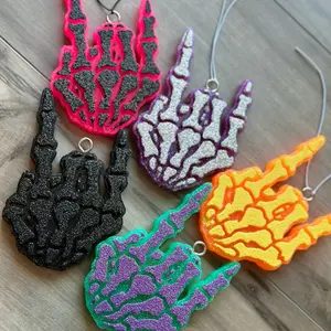 Rock on skelly hand car freshie