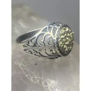 Rough natural stone ring pinky sterling silver women girls