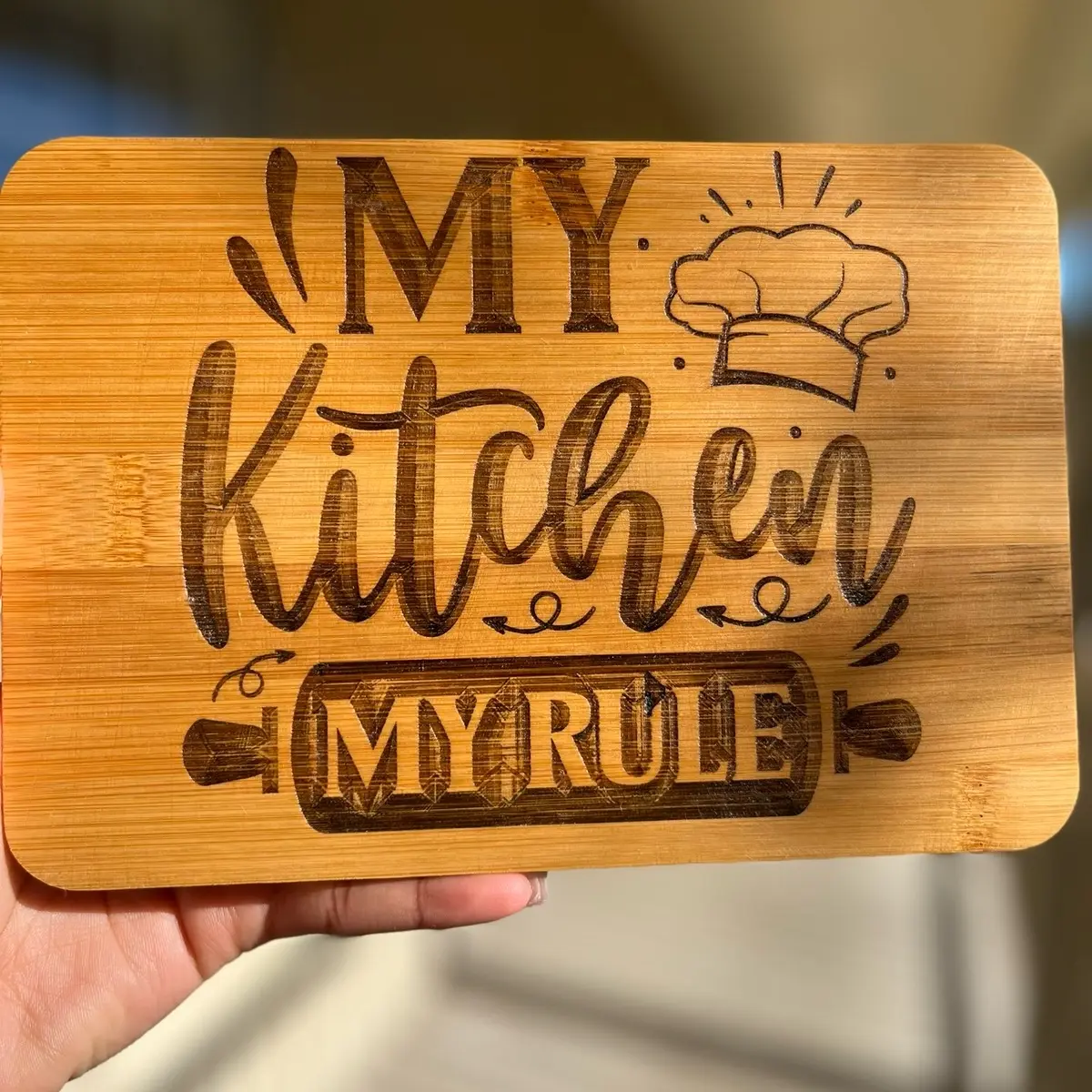 Custom,Stylish and sturdy Bamboo wood style chopping board