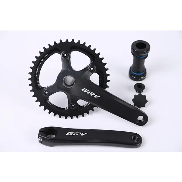 GRV Road/Gravel Bike Hollow Crankset, 42T Single Chainring, 170mm Arms, 11 Speed, 138L Spindle, Black (Bottom Bracket Not Included)