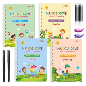 【+7$Get 8Pcs】Reusable Grooved Handwriting Workbooks for Kids With Disappearing Ink   Drawing book Stick drawing Enlightenment Picture book Magic groove drawing book control pen training calligraphy