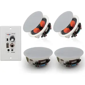 Herdio 6.5-inch Bluetooth Ceiling Speakers, Flush Mount with Wall Amplifier Receiver for Home Theater, Office, Bathroom (2 Pairs, 600W)