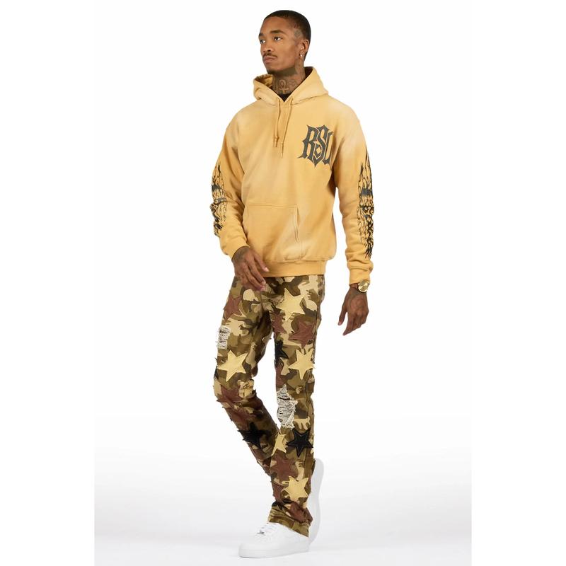 StarLane Brown Camo Stacked Flare Jean