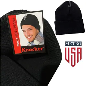 Knocker Unisex Beanie - One Size, Black, UNITALLA, KEEPS YOUR HEAD WARM DURING THIS COLD WEATHER