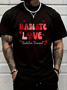 100% Cotton Radiate Love Radiation Therapist Valentines X-Ray Radiology T-Shirt Women's Men's Graphic Tee Crew Neck summer vacation Tops