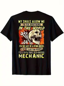 Men'S Mechanic Graphic T-Shirt - Funny Auto Repair Saying "My Skills Allow Me to Fix Anything Except for Your Car" - Heavy Duty Tools Design with Wrenches & Skull - Mechanic Gift Idea - Casual Crewneck Tee for Car Enthusiasts & Mechanics - All-Seaso